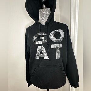 Serena Williams Black GOAT hoodie. Medium. Grand Slam Titles. Drawstring pocket